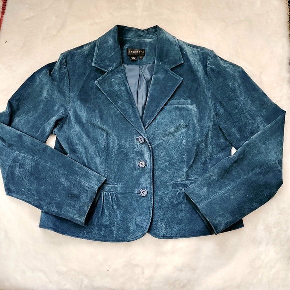 BAGATELLE TEAL SUEDE LEATHER JACKET GREAT CONDITION SIZE 16 - Picture 9 of 9